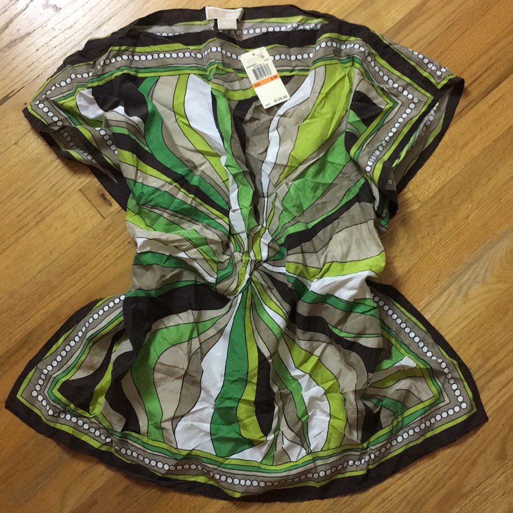 Michael Kors 100% Silk Eccentric Palm Blouse
